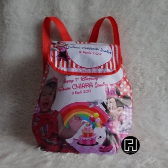 Tas Ransel Ultah Anak Custom Foto / Tas Souvenir Anak / Tas Ransel Ultah Pakai Nama / Mickey Mouse