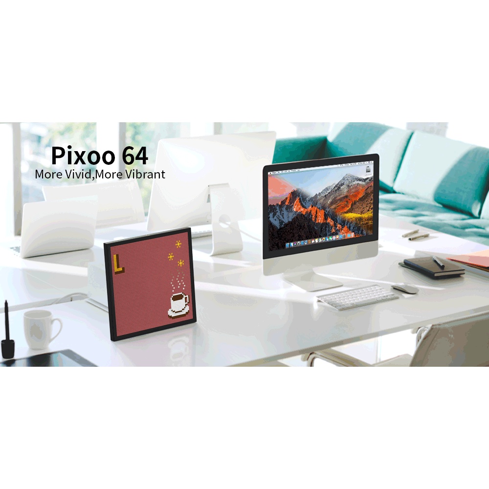 Divoom Pixoo 64 Bingkai Foto Digital LED Pixel Gambar Elektronik Papan Display Lampu Neon Tanda Dekorasi Rumah