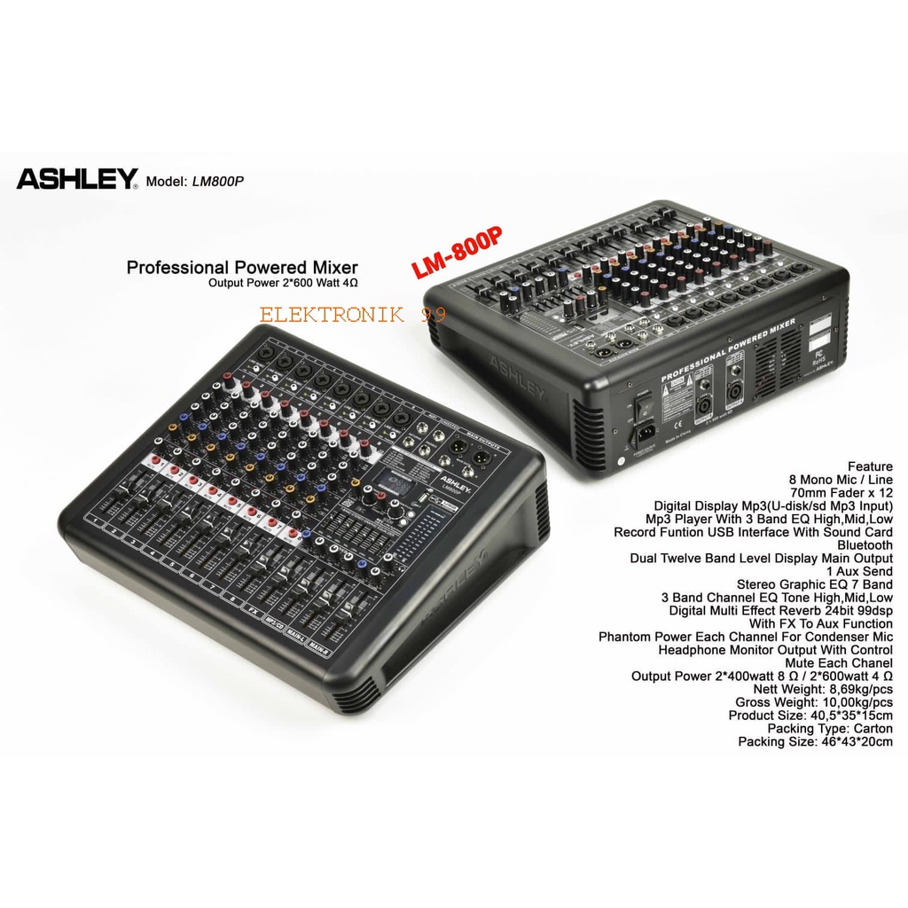 POWER MIXER ASHLEY LM 800P/ ASHLEY LM800P