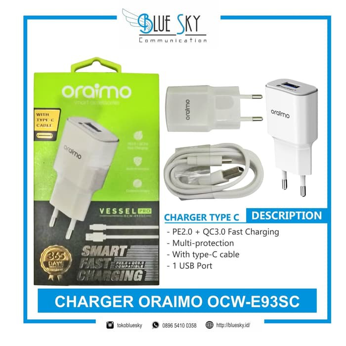 CHARGER TYPE-C ORAIMO OCW-E93SC QUALCOMM 3.0 FAST CHARGING