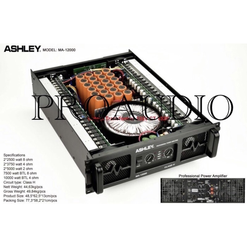 Power Amplifier Ashley MA12000 MA 12000 MA-12000 2500 Watt 2 Channel Class H Original