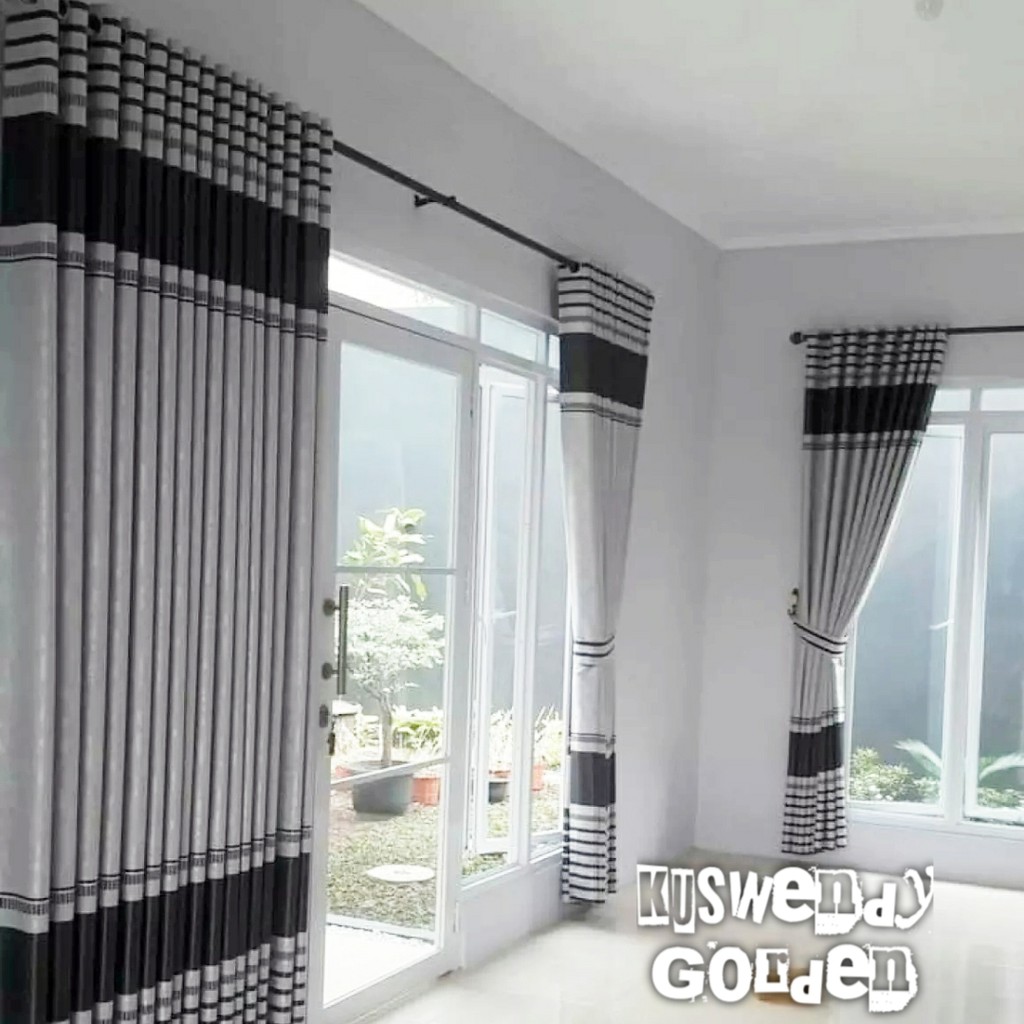 Gorden Blackout Garis 200 x 250 cm Tinggi 2.5 meter Hordeng Jendela Pintu Tirai Minimalis