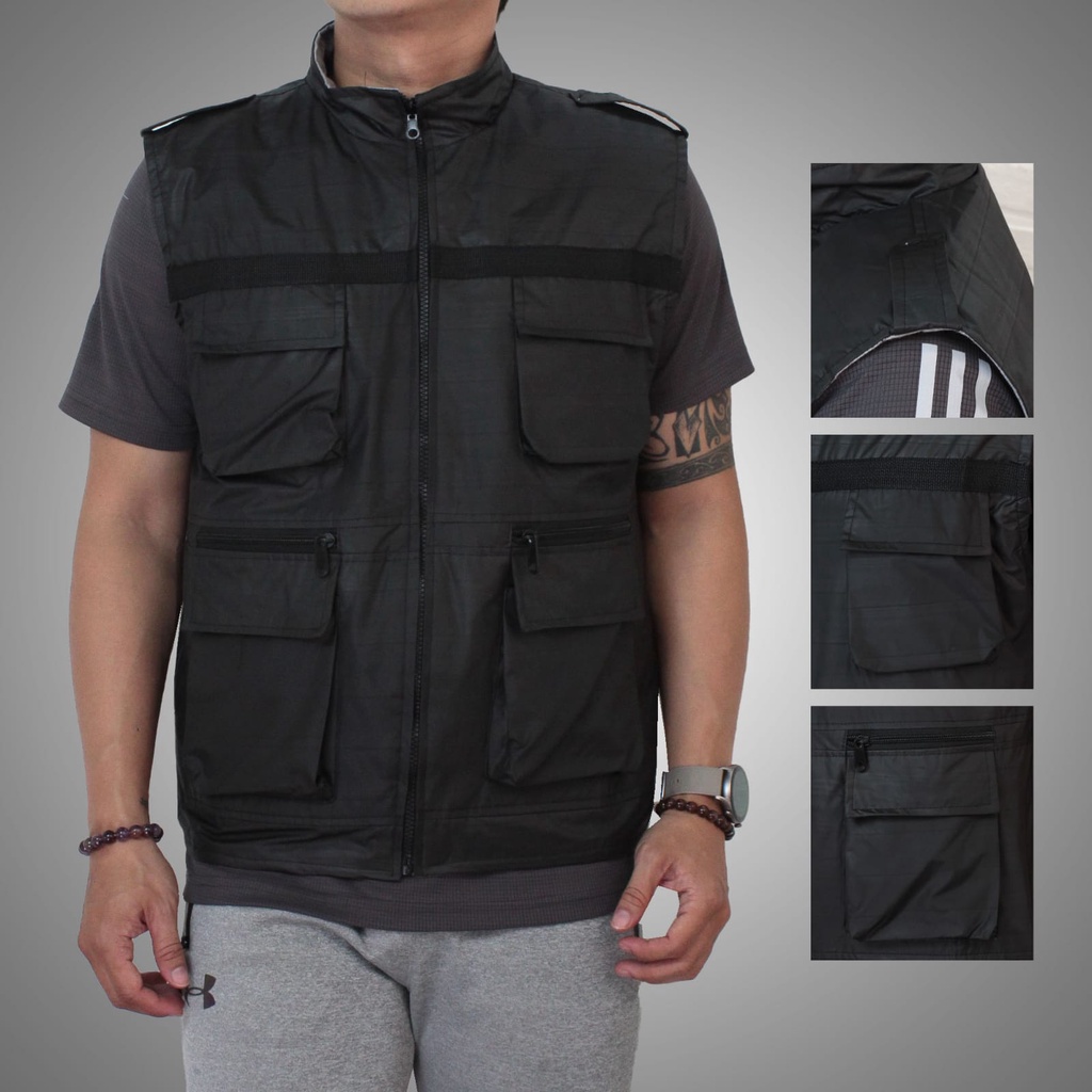 Rompi Pria Keren Distro Bolak Balik Bahan Parasut Tebal Vest Motor Pria