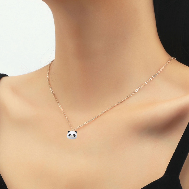 Fancyqube Kalung Liontin Panda Kristal Bening Untuk Wanita