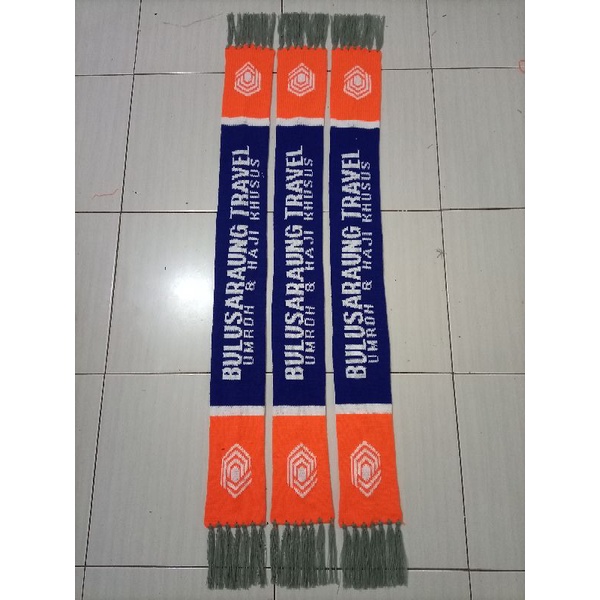 SYAL RAJUT COSTUM MANUAL UMROH/BOLA/COMUNITAS MIN 50pcs