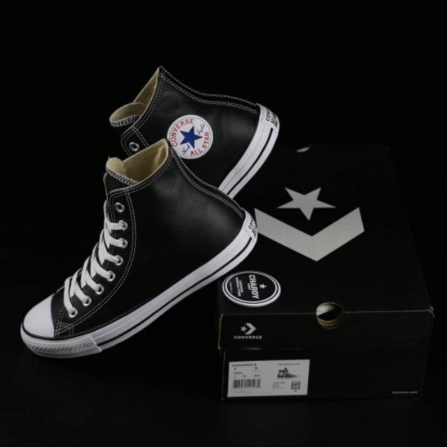 Sepatu Sneakers Unisex CONVERSE CT AS High Leather Black White Original 132170C