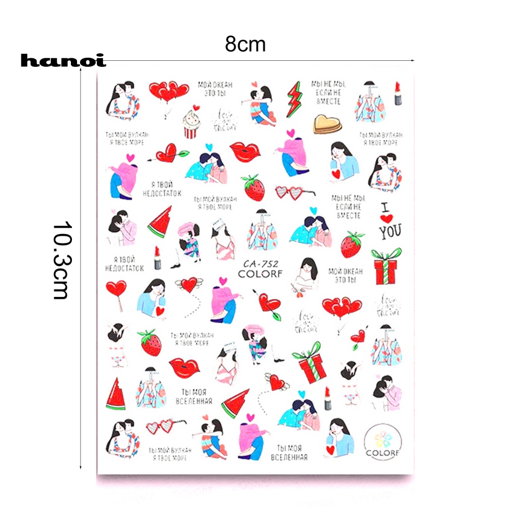 Han 1 Set Stiker Kuku Motif Kartun Untuk Dekorasi Nail Art