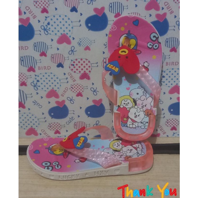 sandal jepit lampu anak cewek  karakter bts