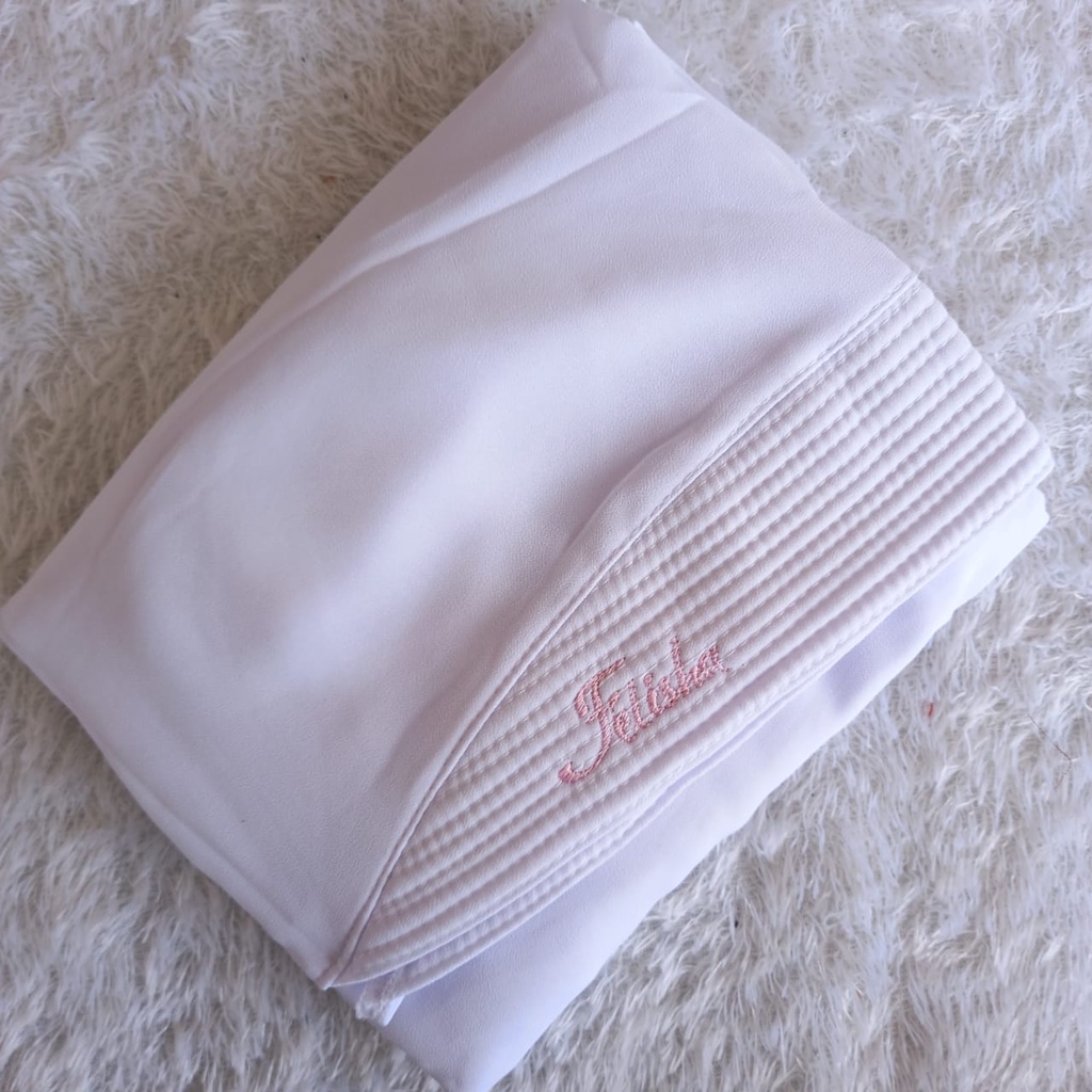 Jilbab Instan Ceruty 2 Layer Oval Jumbo Polos/Khimar Ceruty Sayana-Putih