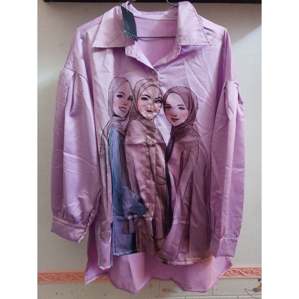 Blouse Meijiwang, atasan lilac, atasan ungu, Blouse viral