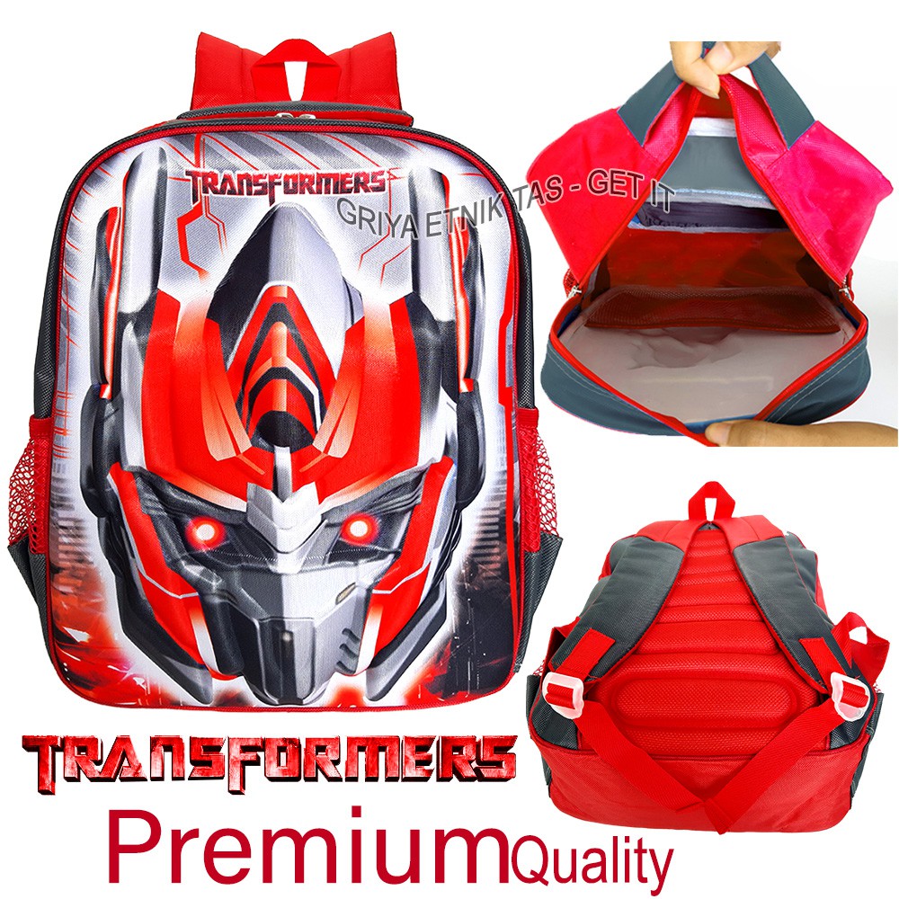 Tas Sekolah Anak Laki laki Transformers PREMIUM Gambar Timbul Tas Anak Karakter Tas punggung Anak Cowok