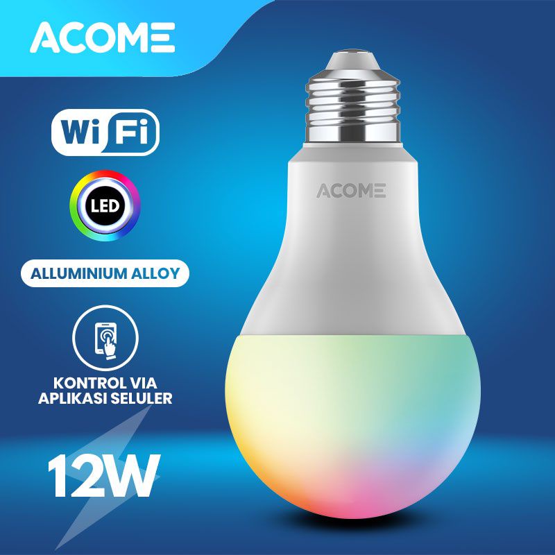 ACOME Lampu led Bohlam Smart WIFI LED 12W RGB Garansi 1 Tahun AL01 grs 1 tahun