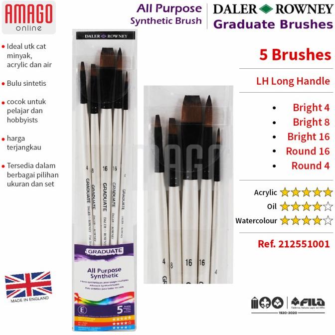 

KUAS DALER ROWNEY - GRADUATE BRUSH - LONG HAND SET 5 - 212551001 ---READY---