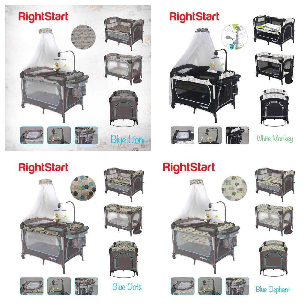 Right Start 8 in 1 Multifunctional Baby Box Playard include ayunan dan bedding set