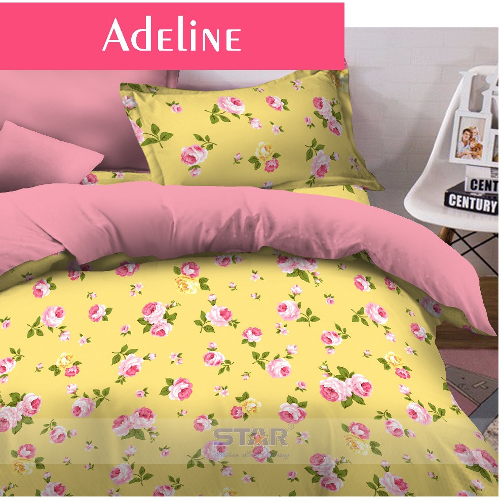 Vhepra Sprei Katun Motif Adeline Kuning