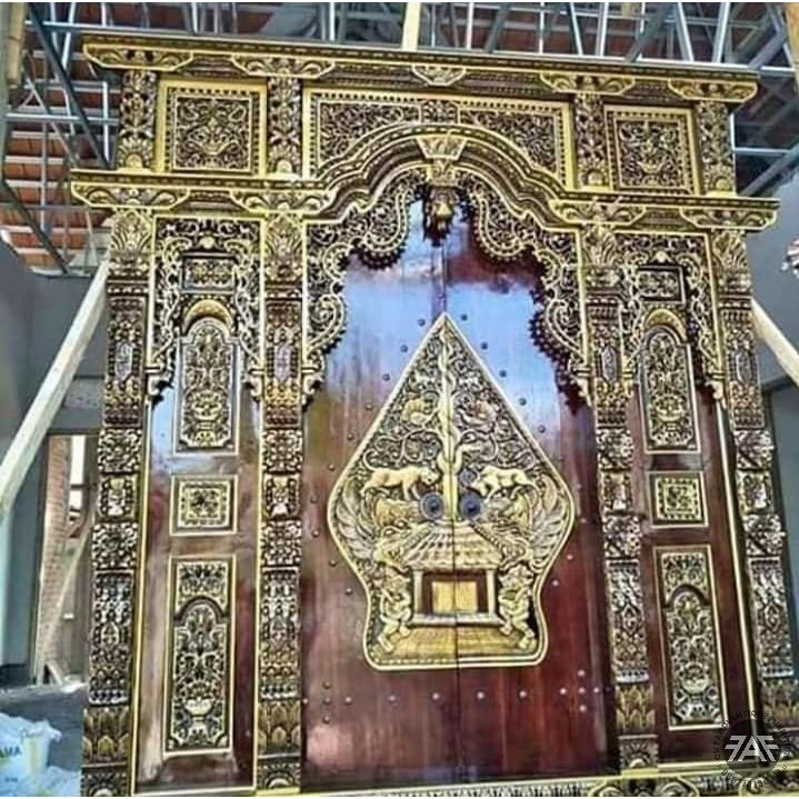 pintu gebyok ukiran jepara bahan jati mentah BM01424