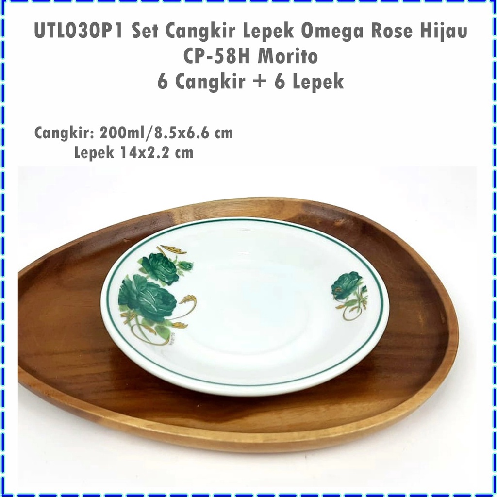 UTL030P1 Set Cangkir Lepek Omega Rose Hijau CP-58 H Morito