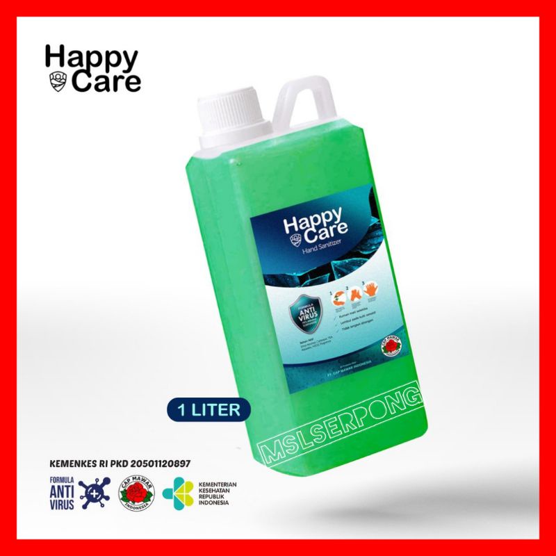 HAND SANITIZER CAIR AROMA APEL 1 LITER HAPPY CARE / HAND SANITIZER LIQUID / HAND SANITIZER