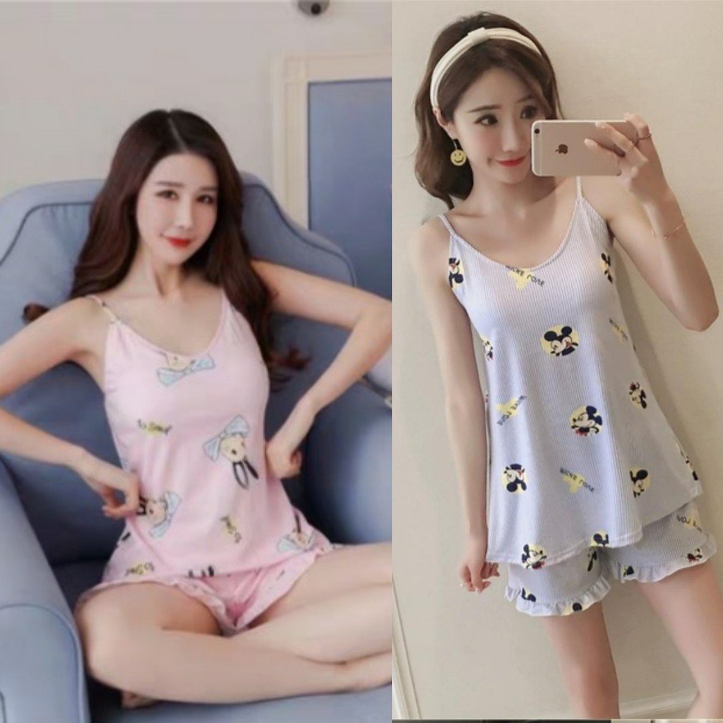 PIYAMA TANK TOP + BRA | BAJU TIDUR SEXY IMPORT | BAJU TIDUR WANITA DEWASA IMPORT