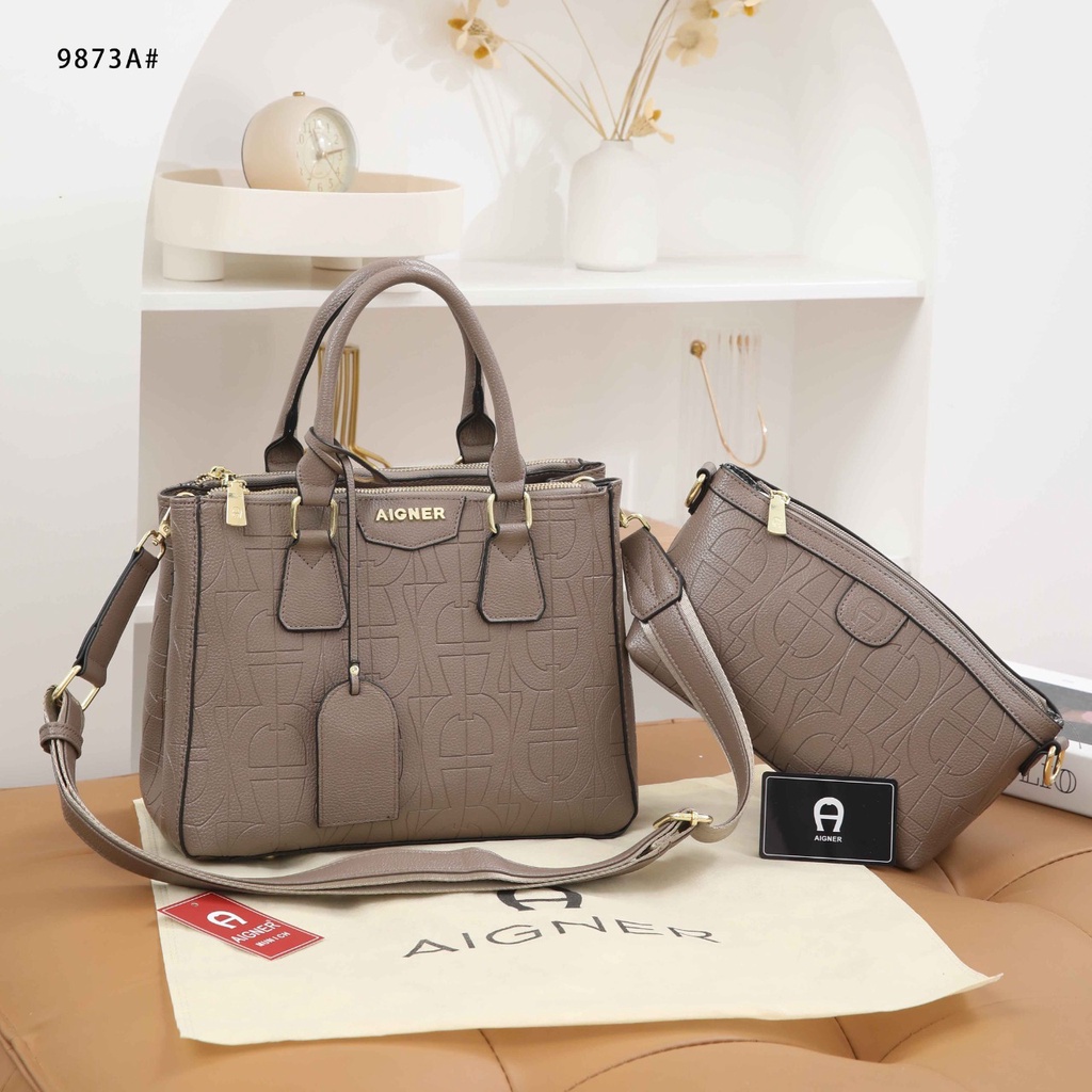 Embossed Leather Satchel 9873A