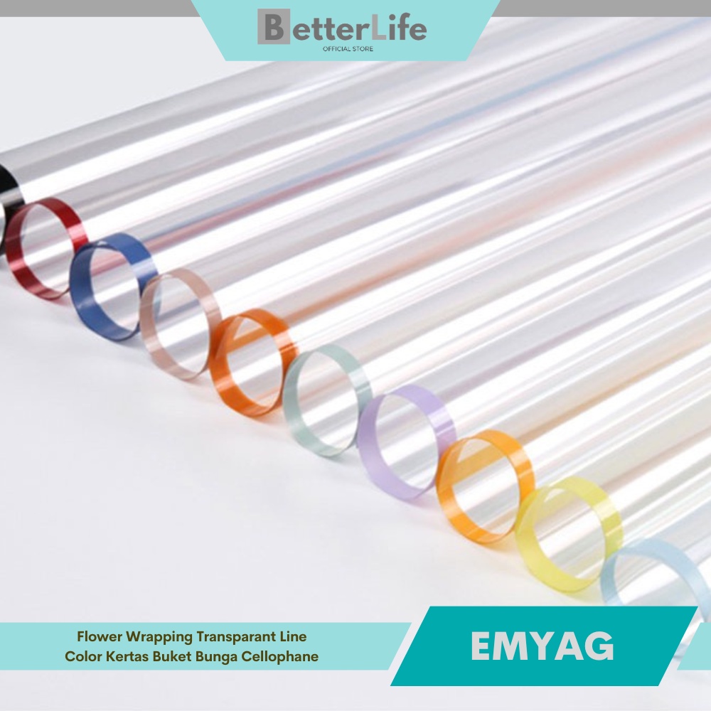 

[20 LEMBAR] Flower Wrapping Frame Transparant Line Color Kertas Bucket Bunga Cellophane - EMYAG