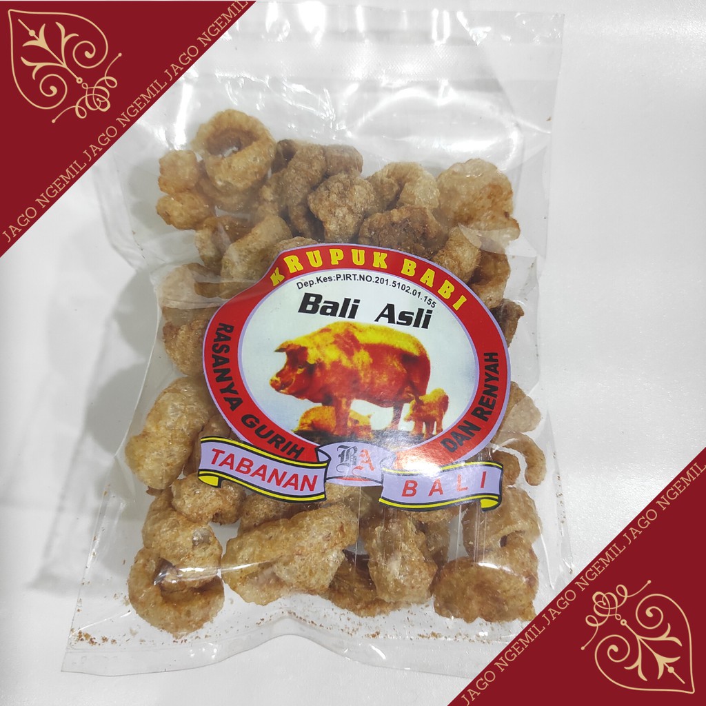 Kerupuk Kulit dan Samcam Babi Bali Asli besar 130gr