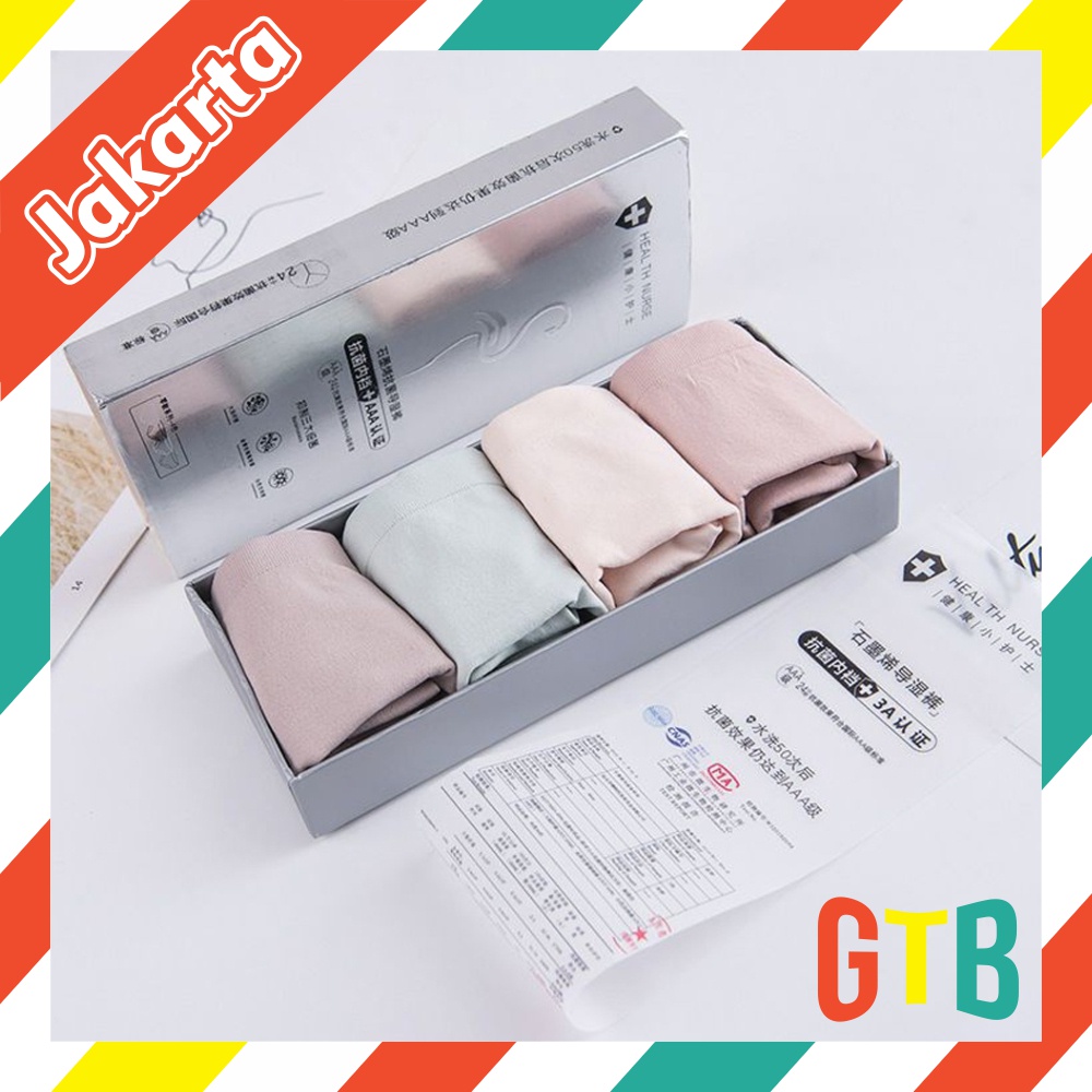 ❤️GTB❤️ [Set Kotak 4pcs] Celana dalam antibakteri graphene wanita Pakaian Dalam CD Seamless B079