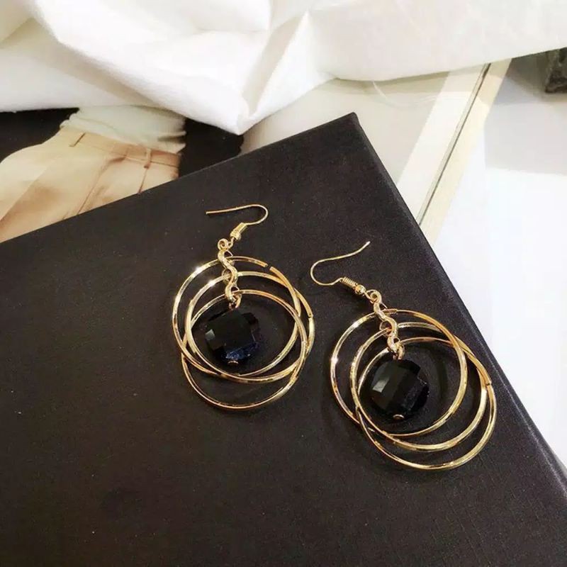 FerenHongXia Anting Gantung Model Bulat Hollow untuk Wanita