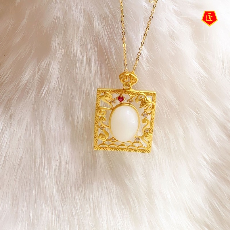 [Ready Stock]Hetian White Jade Egg Noodle Pendant Palace Style All-Match Female Accessories