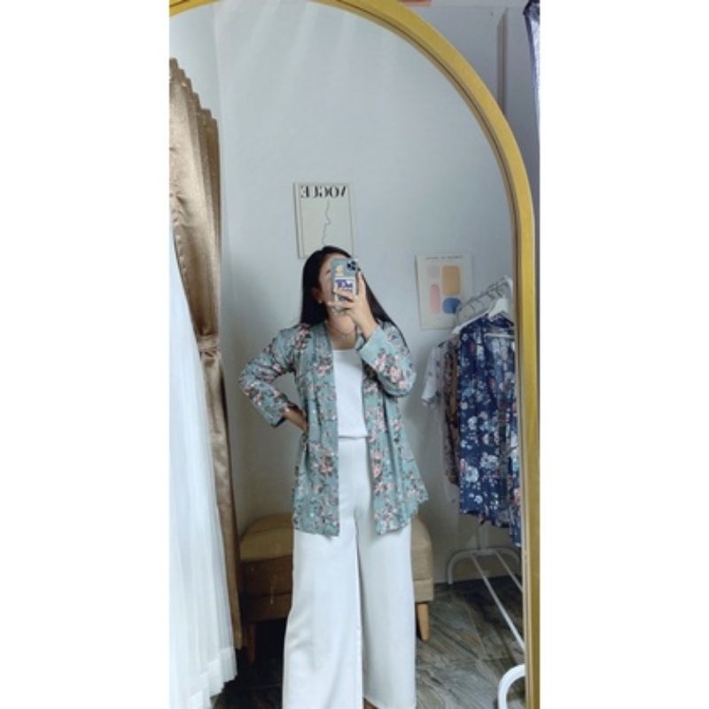 Baru Outer Bunga Cardigan wanita motif floral bahan rayon premium H&M adem nyaman hijab long flower 
