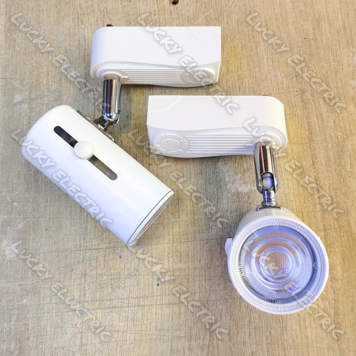 Kap Lampu Sorot E27 3cm Track White + LED 7 Watt / Kap Spotlight E27 - White