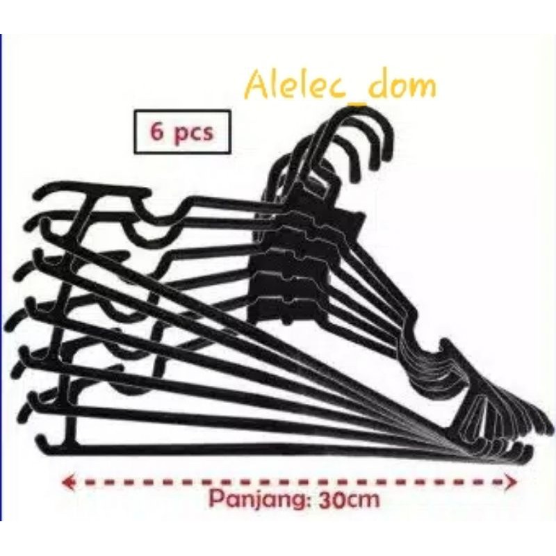 Hanger Baju Hitam plastik Panda Isi 6pcs gantungan baju plastik