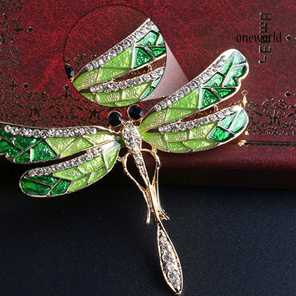 OW@ Fashion Women Dragonfly Shiny Rhinestone Brooch Pin Jewelry Scarf Accessory