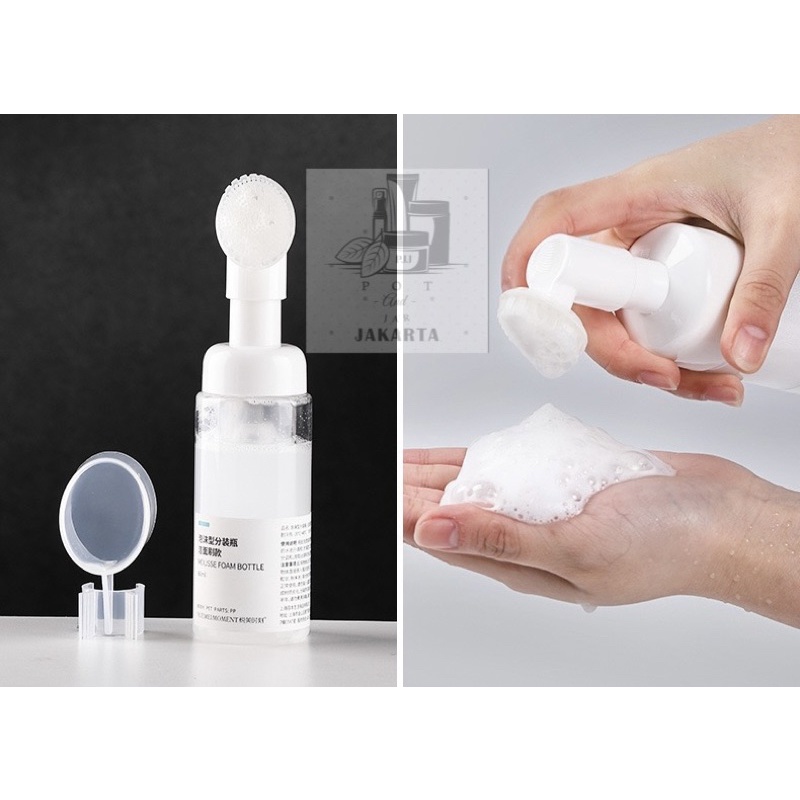 30ml/60ml Empty Cleansing Foam Botol dengan sikat silikon/pembersih wajah