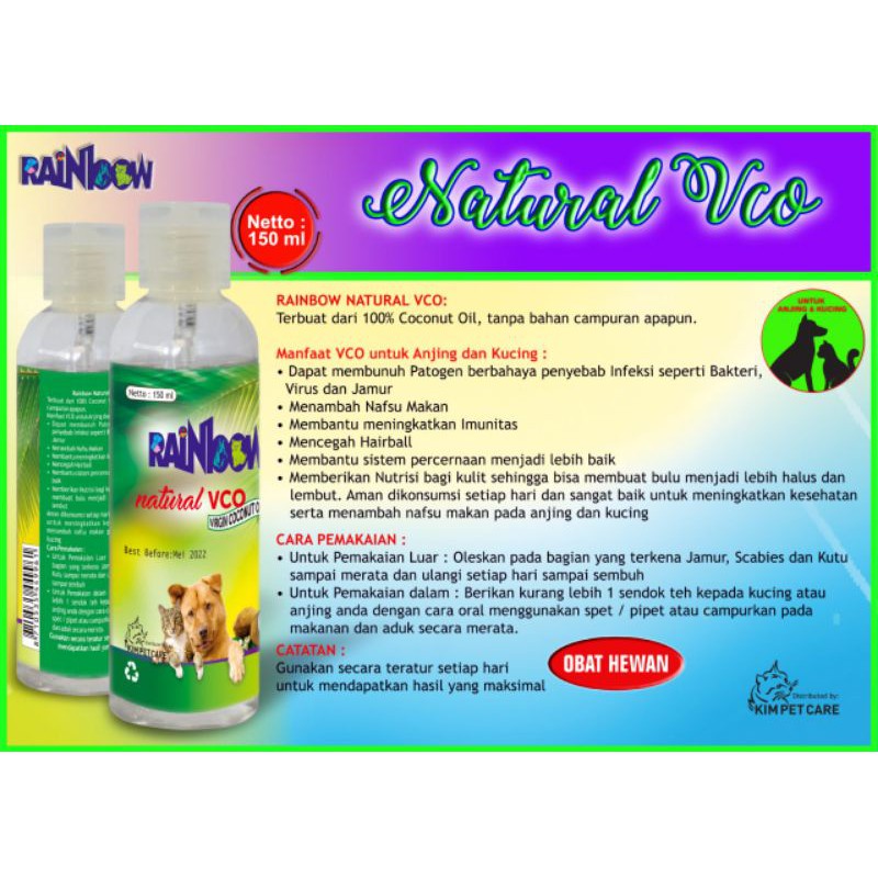 Rainbow Natural VCO uk 150 ml (untuk anjing dan kucing)