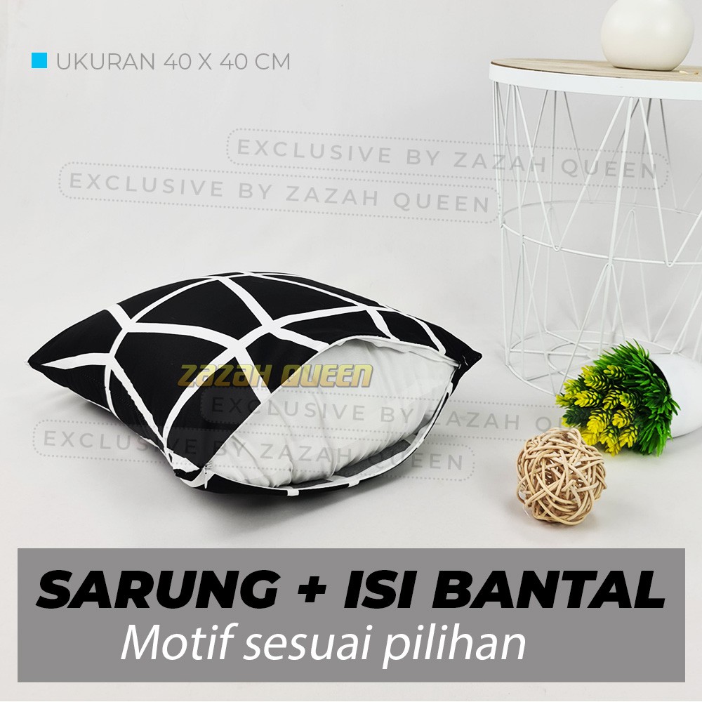 Paket Sarung Bantal Sofa + isi bantal 40 x 40 cm