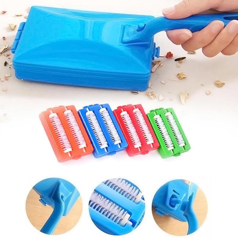 Kreatif Kepala Sikat Ganda Karpet Sofa Brush Handheld Sweeper Crumb Dirt Pet Hair Cleaner Roller Sikat Pembersih Rumah Penghilang Debu