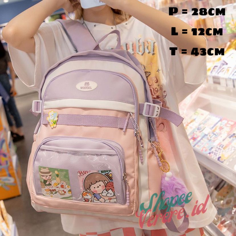 Backpack Korean Style Tas Punggung Tartan Tas Ransel Import Tas Punggung Wanita Tas Sekolah Pria Wanita 0351