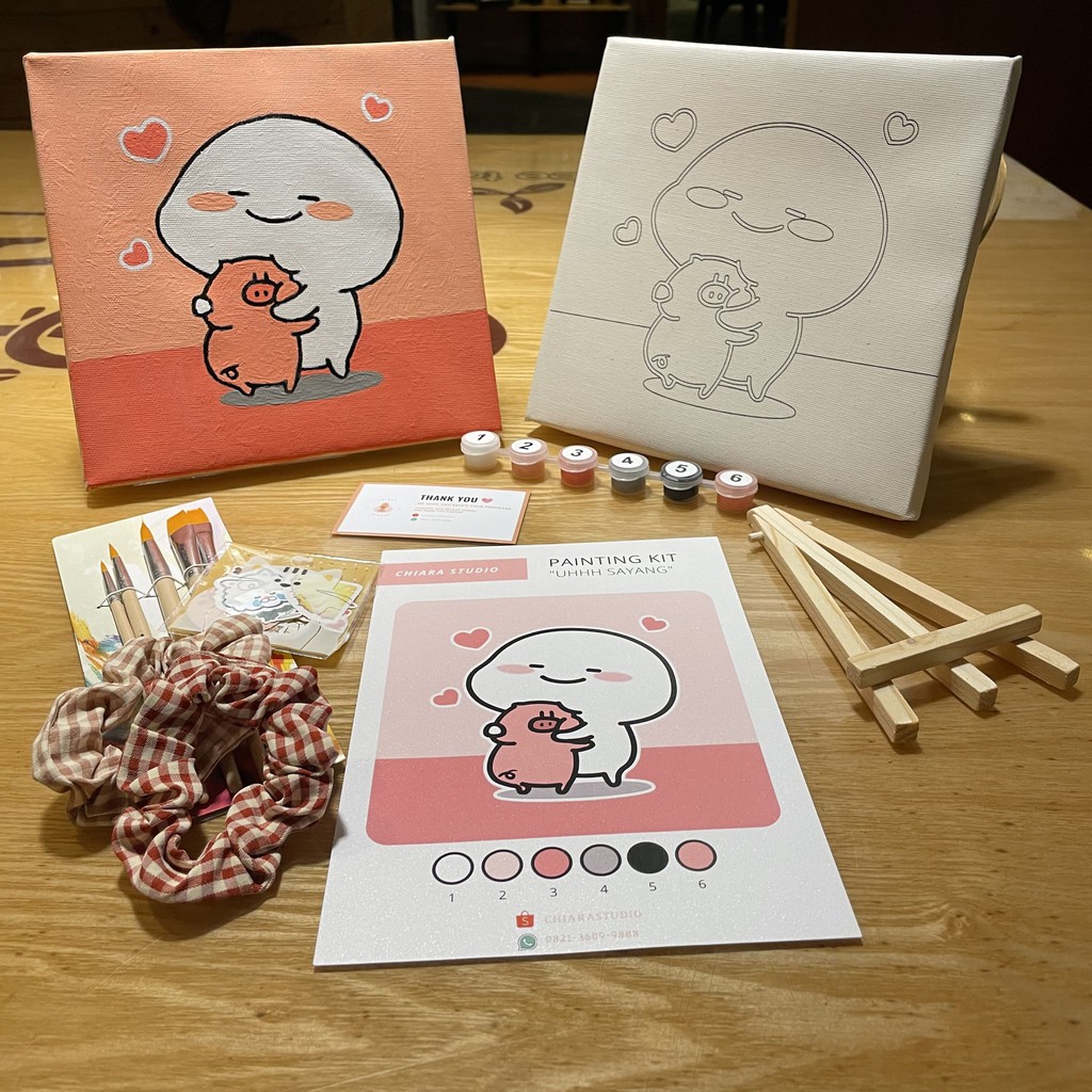 

Paint By Number Kit (Uhh Sayang) Chiara Studio Kanvas 20cm x 20cm Painting Kit I Diy Home decor