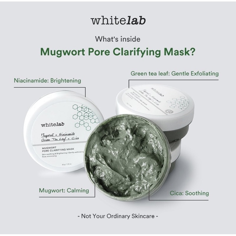 [ORI] Masker Mugwort Perawatan Wajah dengan Kandungan Utama Niacinamide + Green Tea Leaf + Cica - Whitelab