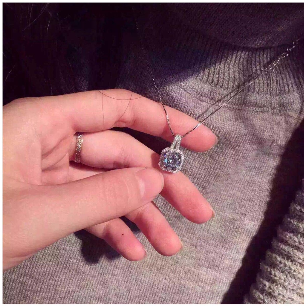 Pandora Kalung 925 Silver Cubic Zirconia Dengan Liontin Berlian Untuk Wanita