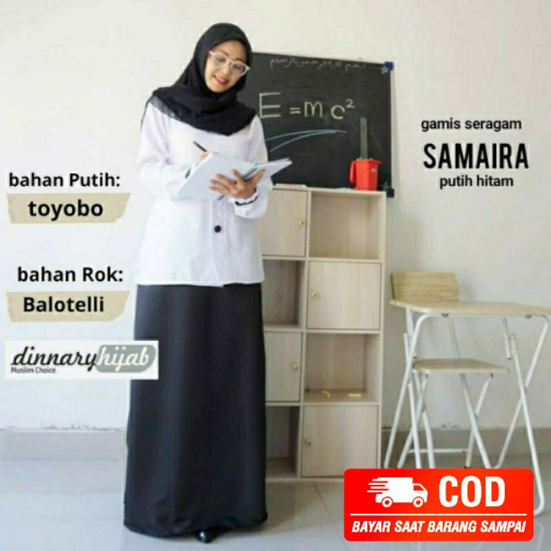 GAMIS HITAM PUTIH. SAMAIRA || TOYOBO || DINNARY HIJAB