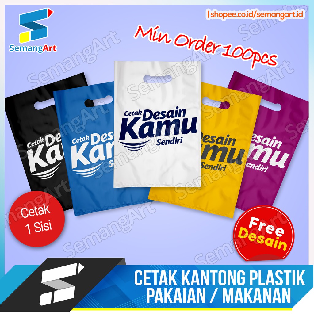 Jual Cetak Sablon Kantong Plastik Plong Belanja Hd Pakaian Baju Makanan Custom Indonesia Shopee