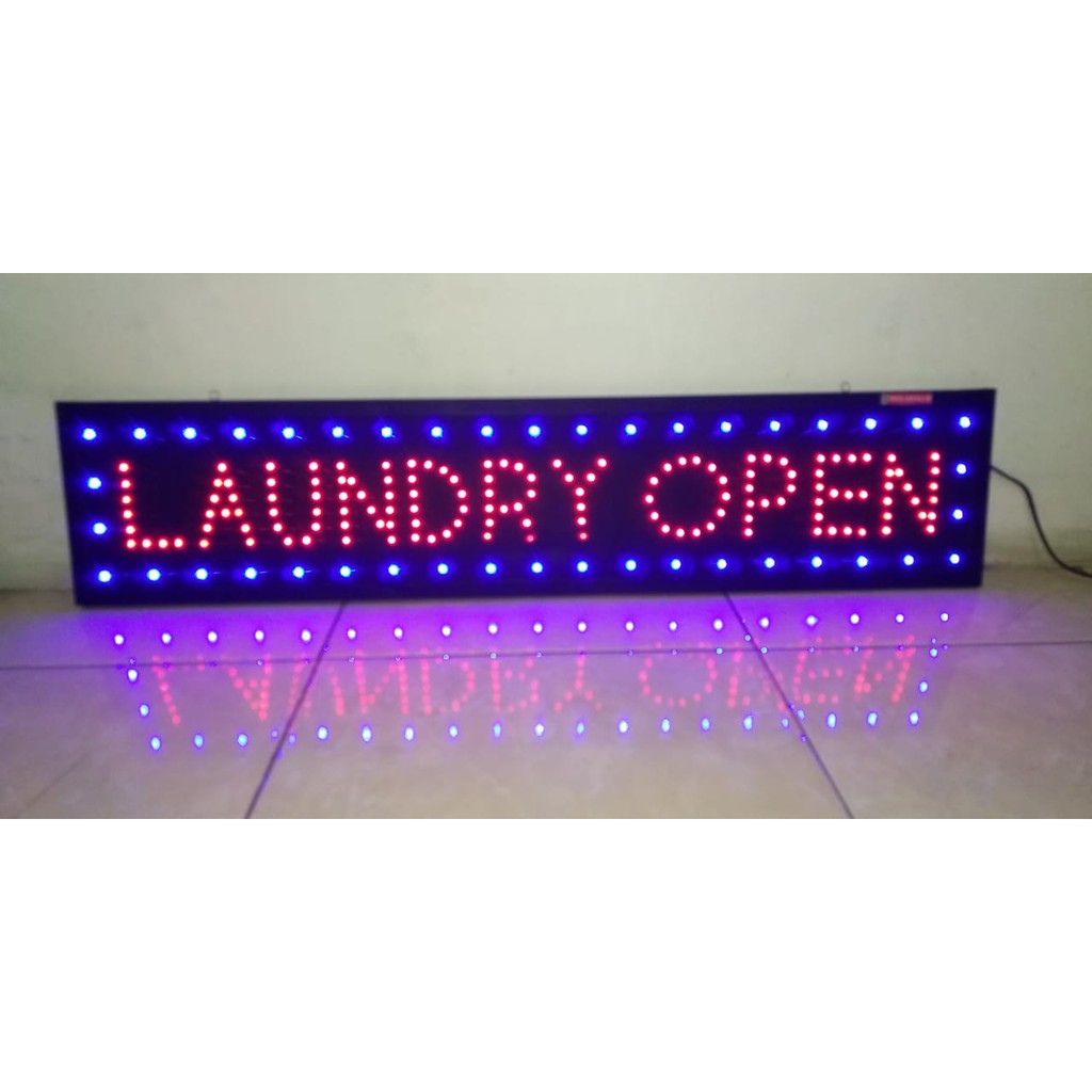 Jual Jual Papan Tulisan Lampu Led Sign Display Bisnis Binatu Laundry Open Cuci Baju Termurah