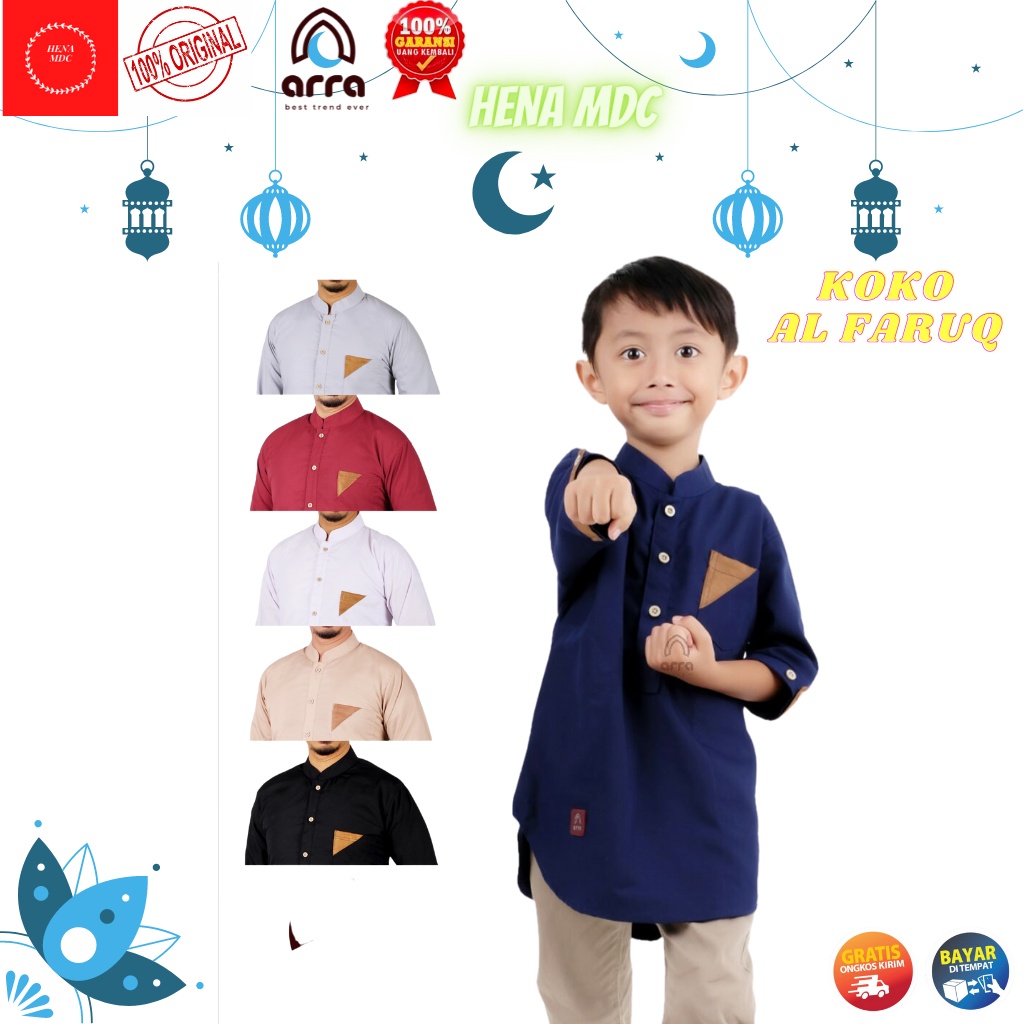 Baju Koko Anak Umur 3 4 5 6 7 8 9 10 11 12 Tahun Lengan 3/4 Arra Al Faruq kokoh Muslim Kurta Pakista