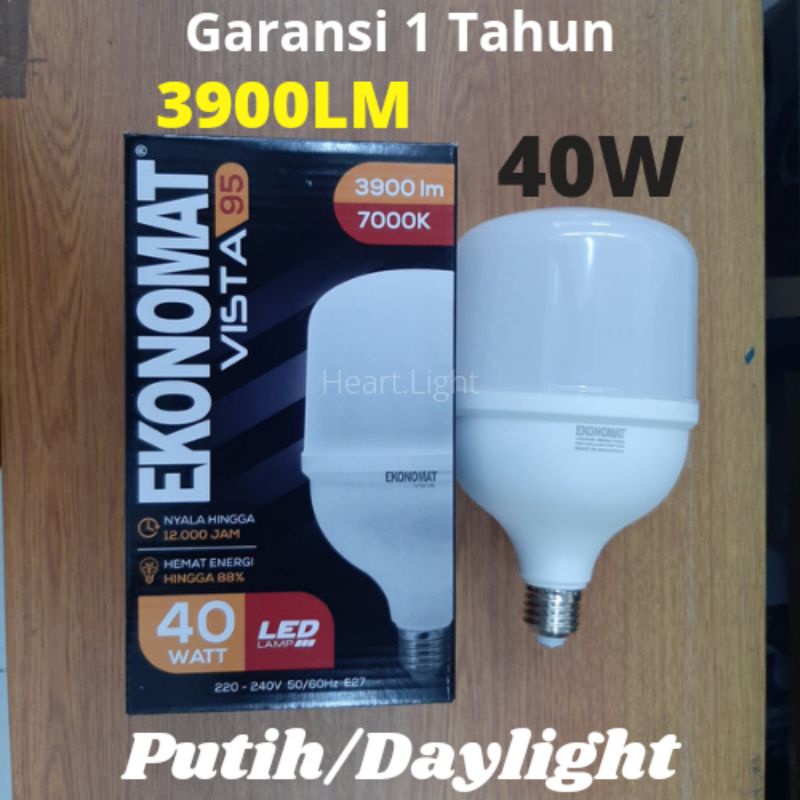 LAMPU LED EKONOMAT VISTA 40W 7000K PUTIH 3900LM E27 TBULB/LAMPU LED 40WATT PUTIH MURAH AWET