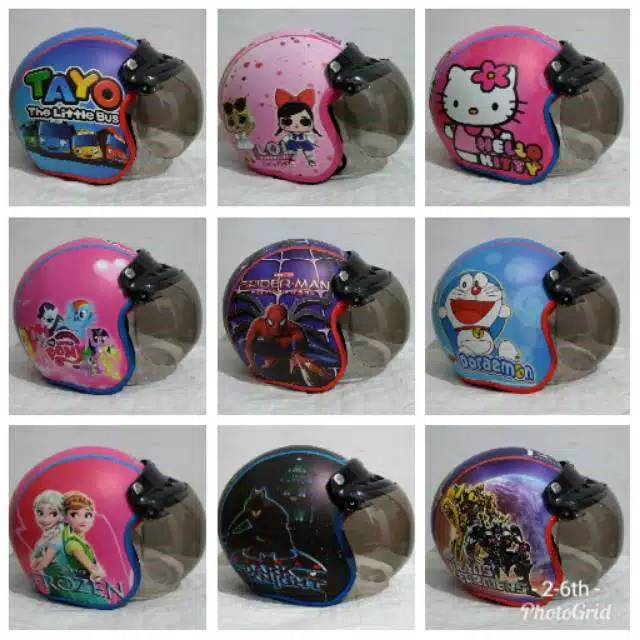 Helm bogo anak karakter, tayo, lol, frozen dll.
