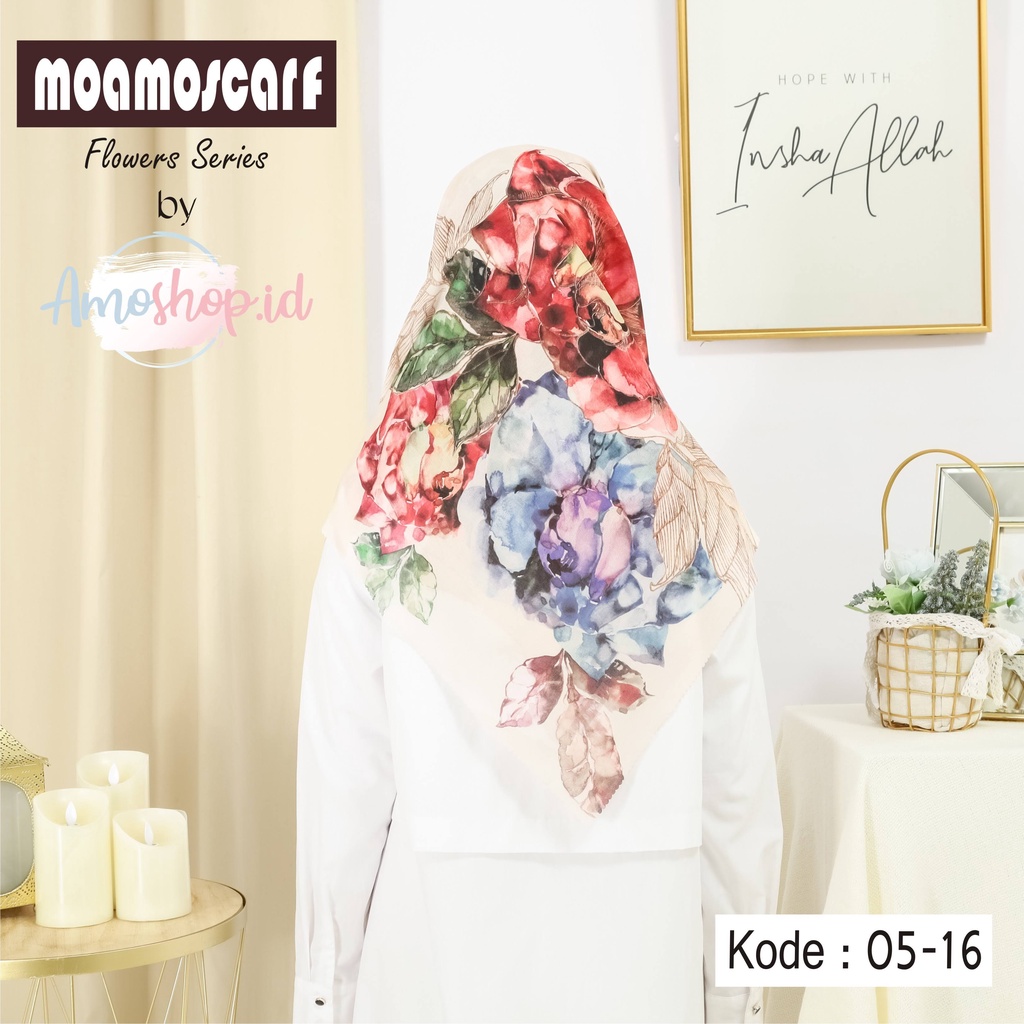 Hijab Segi Empat Voal Premium Murah Square Printing Scarf Flower Series