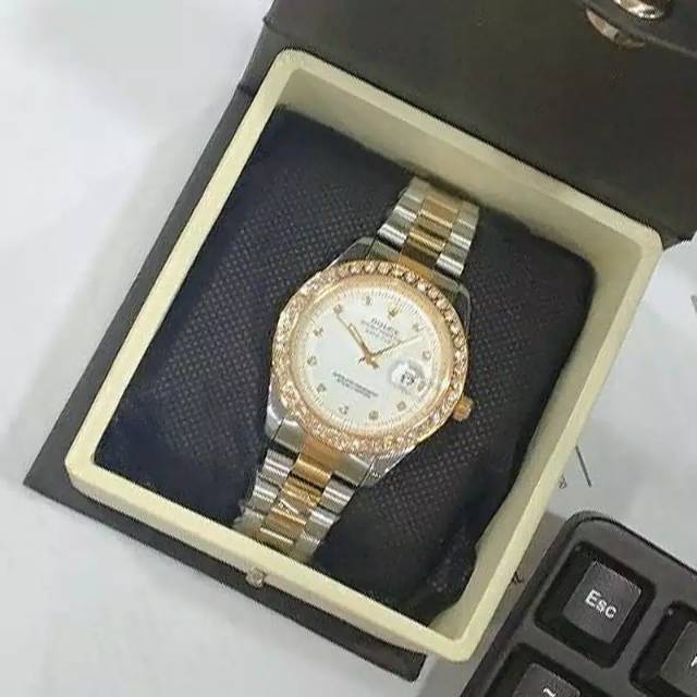 Jam tangan pria wanita Tahan air JAMTANGAN Bercahaya IntanJAM Baja tahan karat ROLEX KW super JM13