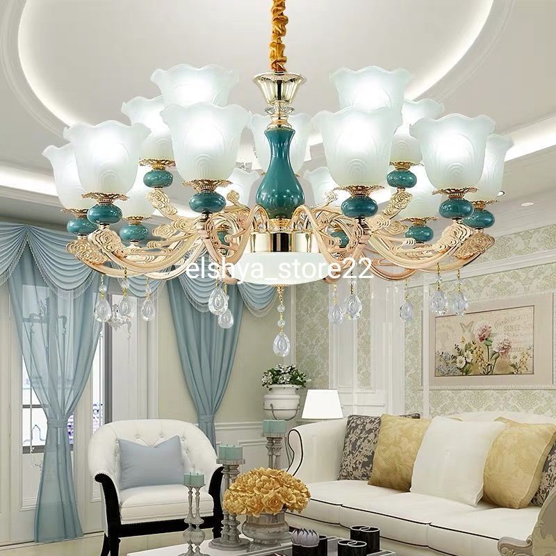 ELSHYA_STORE22 BEBAS ONGKIR LAMPU GANTUNG KRISTAL SUPER MEWAH UNTUK RUANG TAMU/KAMAR TIDUR/MEJA MAKA